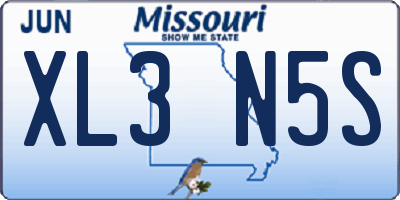 MO license plate XL3N5S
