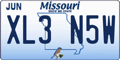 MO license plate XL3N5W