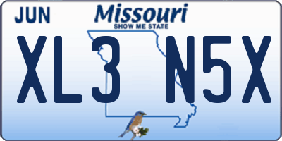 MO license plate XL3N5X