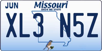 MO license plate XL3N5Z
