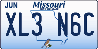 MO license plate XL3N6C