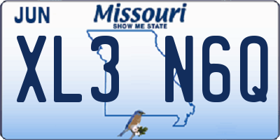 MO license plate XL3N6Q