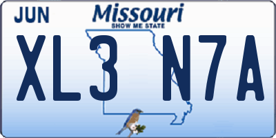 MO license plate XL3N7A