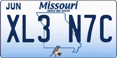 MO license plate XL3N7C