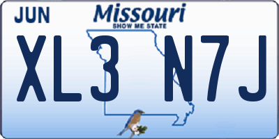 MO license plate XL3N7J