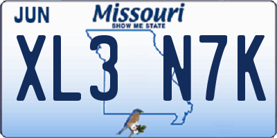 MO license plate XL3N7K