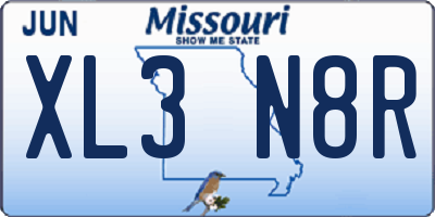 MO license plate XL3N8R