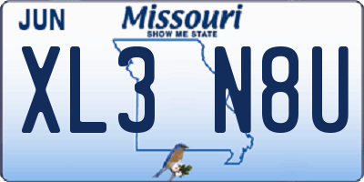 MO license plate XL3N8U