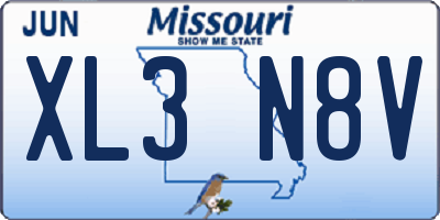 MO license plate XL3N8V