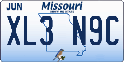 MO license plate XL3N9C