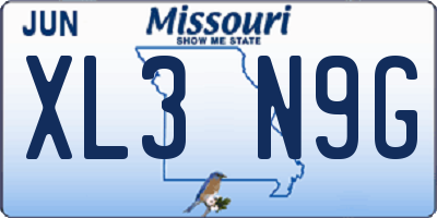 MO license plate XL3N9G