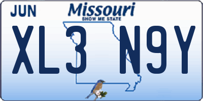 MO license plate XL3N9Y