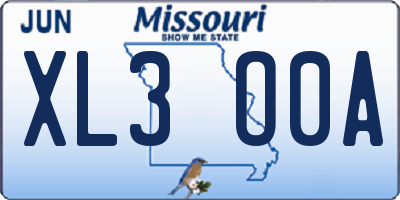 MO license plate XL3O0A