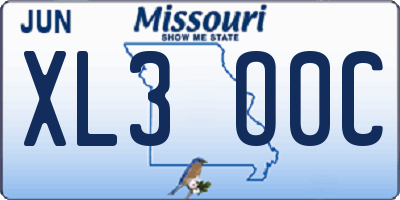 MO license plate XL3O0C