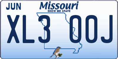 MO license plate XL3O0J