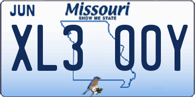 MO license plate XL3O0Y