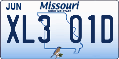 MO license plate XL3O1D