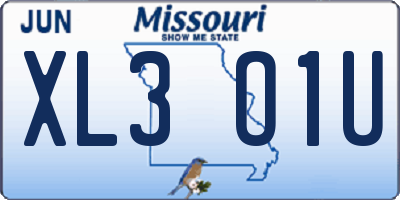 MO license plate XL3O1U