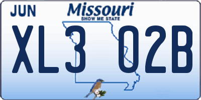 MO license plate XL3O2B
