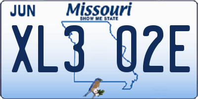 MO license plate XL3O2E