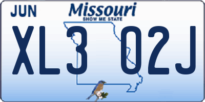 MO license plate XL3O2J