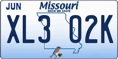MO license plate XL3O2K