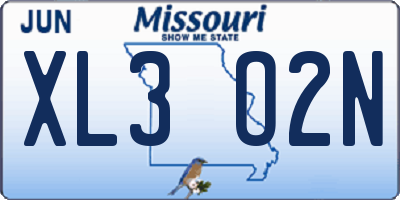 MO license plate XL3O2N