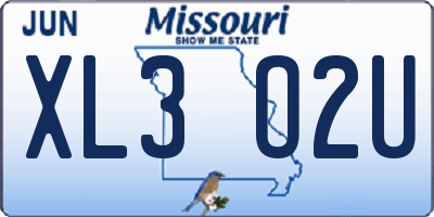 MO license plate XL3O2U
