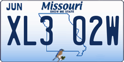 MO license plate XL3O2W