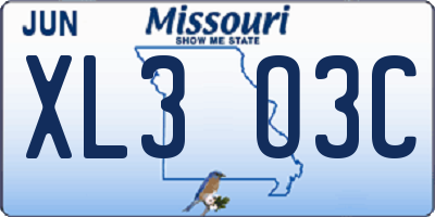 MO license plate XL3O3C