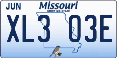 MO license plate XL3O3E