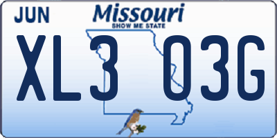 MO license plate XL3O3G