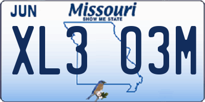 MO license plate XL3O3M
