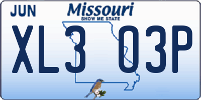 MO license plate XL3O3P