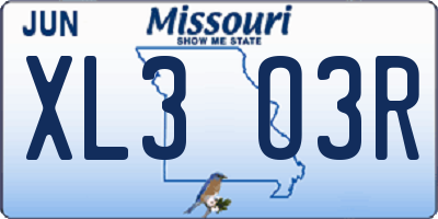 MO license plate XL3O3R