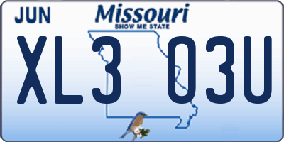 MO license plate XL3O3U
