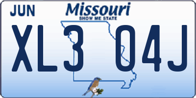 MO license plate XL3O4J