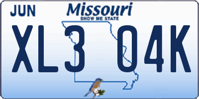 MO license plate XL3O4K
