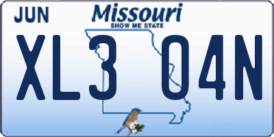 MO license plate XL3O4N
