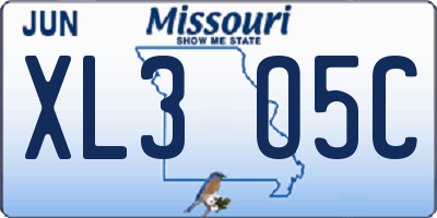 MO license plate XL3O5C