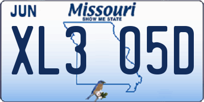 MO license plate XL3O5D