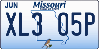 MO license plate XL3O5P
