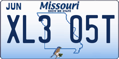 MO license plate XL3O5T