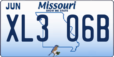 MO license plate XL3O6B