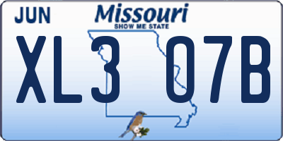 MO license plate XL3O7B