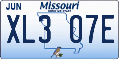 MO license plate XL3O7E