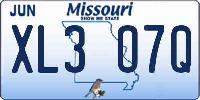 MO license plate XL3O7Q
