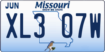 MO license plate XL3O7W