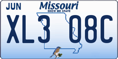MO license plate XL3O8C