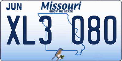 MO license plate XL3O8O